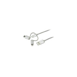 StarTech.com Cable Trenzado USB a Lightning USB-C y Micro USB - Cable Cargador para Teléfono Móvil iPhone iPad Tablet -