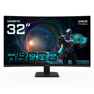 GIGABYTE GS32QCA 31.5" Monitor Curvo para Gaming QHD - 2560 x 1440, 180Hz, 1ms, 250 cd/m², FreeSync, HDR Ready, HDMI...