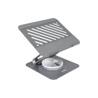 TooQ Soporte Elevador con rotación 360° y ajustable, para dispositivos de hasta 13”, Color Gris Oscuro
