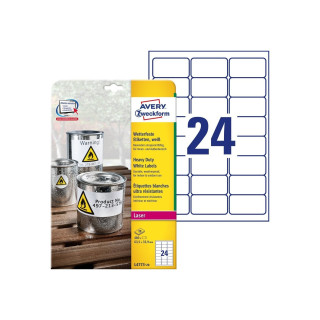 Avery L4773-20 etiqueta autoadhesiva Rectángulo redondeado Permanente Blanco 480 pieza(s)