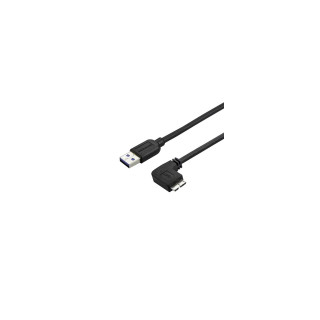 StarTech.com Cable delgado de 1m Micro USB 3.0 acodado a la derecha a USB A macho a macho negro
