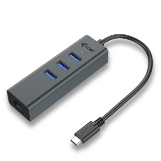 Hub i-tec usb tipo-c 3 puertos usb 3.2 gen 1 + 1puerto ethernet gris C31METALG3HUB