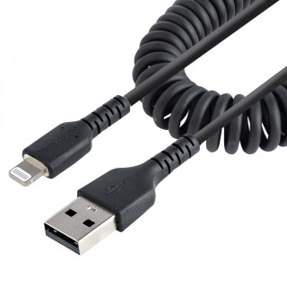 StarTech.com Cable 50cm USB a Lightning con Certificación MFi, Cable Rizado de Carga para iPhone, Negro, con...