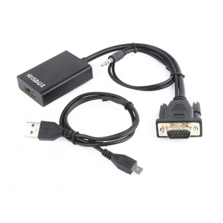 Gembird A-VGA-HDMI-01 adaptador de cable de vídeo 0,15 m HDMI 19 pin Negro