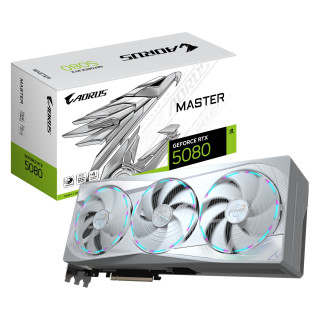 GIGABYTE AORUS GeForce RTX 5080 MASTER ICE 16G Tarjeta Gráfica - 16GB GDDR7, 256 bits, PCI-E 5.0, 2805MHz Core Clock, 3