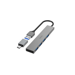 Hama 00200141 hub de interfaz USB 3.2 Gen 1 (3.1 Gen 1) Type-A 5000 Mbit/s Gris