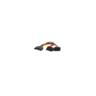 Lanberg CA-SASA-10CU-0015 cable de SATA 0,15 m SATA de 15 pines 2 x SATA de 15 pines Negro, Rojo, Amarillo