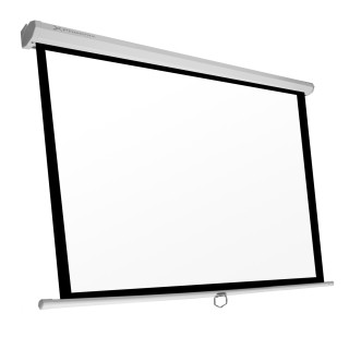Pantalla manual Phoenix videoproyector pared y techo 169p 3mx3m posicion ajustable carcasa blanca tela super resistente