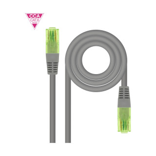 Nanocable Cable de Red Latiguillo RJ45 CAT.6 UTP AWG26 CCA, Gris, 1 m