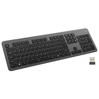 Ewent EW3296 teclado Universal RF inalámbrica + USB QWERTY Español Negro, Gris