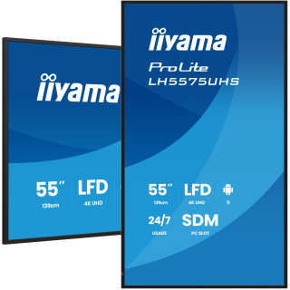 iiyama LH5575UHS-B2AG pantalla de señalización Pantalla plana para señalización digital 138,7 cm (54.6") LCD Wifi 500...