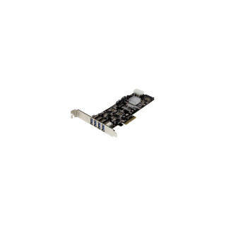 StarTech.com Adaptador Tarjeta PCI Express PCI-E 4 Puertos USB 3.0 UASP Bus Doble con Alimentación Molex SATA