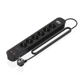 AISENS Regleta de Enchufes Multifuncion con 6 Tomas + Cargador PD3.0 20W 2xUSB-C, 2xUSB-A, 1.4m, Negro