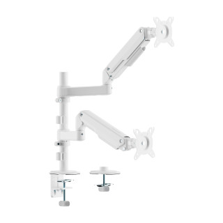 AISENS Soporte de Mesa Eco Contrapeso Giratorio e Inclinable para Monitor/TV 9kg (3 PIVOTES, 2 BRAZOS) de 17-32, Blanco
