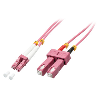 Lindy 46362 cable de fibra optica 3 m LC SC OM4 Rosa