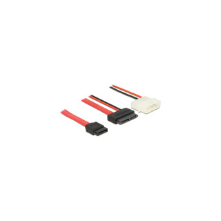 DeLOCK 84790 cable de SATA 0,5 m SATA 13-pin SATA 7-pin + Molex (4-pin) Negro, Rojo