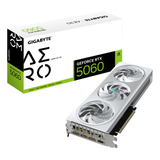 GIGABYTE GeForce RTX 5060 AERO OC 8G Tarjeta Gráfica - 8GB GDDR7, 128bit, PCI-E 5.0, 2595 MHz Frecuencia del núcleo, 3