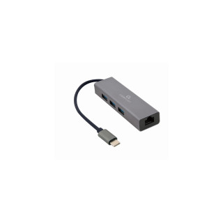 Gembird A-CMU3-LAN-01 hub de interfaz USB 3.2 Gen 1 (3.1 Gen 1) Type-C 5000 Mbit/s Gris