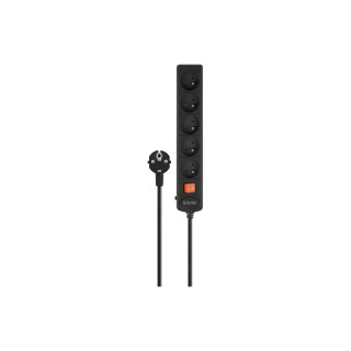 Savio LZ-16 base múltiple 1,8 m 5 salidas AC Interior Negro