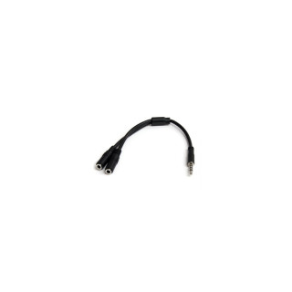 StarTech.com Adaptador de Auriculares con Micrófono Mini-Jack 3,5mm Macho 4 pines a Mini Jack 2x Hembra Conectores...