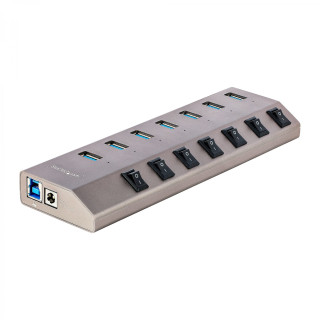 StarTech.com Hub USB-C Autoalimentado de 7 puertos con Interruptores Individuales - Concentrador USB 3.0 a 5 Gbps con...
