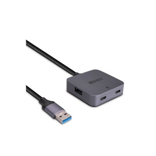 Lindy 43388 hub de interfaz USB 3.2 Gen 1 (3.1 Gen 1) Type-A 5000 Mbit/s Negro, Gris