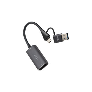 Nanocable 10.15.0001 adaptador de cable de vídeo HDMI tipo A (Estándar) USB Type-C + USB Type-A Gris