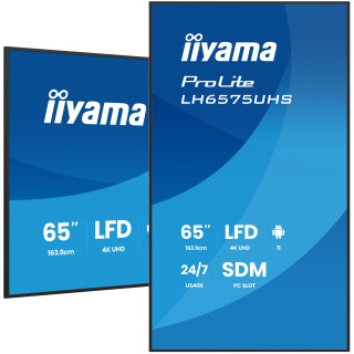iiyama LH6575UHS-B2AG pantalla de señalización Pantalla plana para señalización digital 163,8 cm (64.5") LCD Wifi 500...