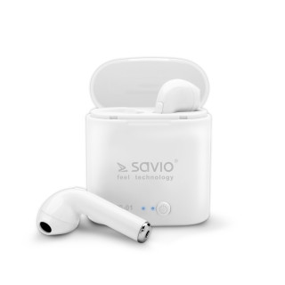 Savio TWS-01 Białe Auriculares Inalámbrico Dentro de oído Llamadas/Música/Deporte/Uso diario Bluetooth Blanco