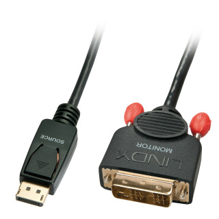 Lindy 41489 adaptador de cable de vídeo 0,5 m DisplayPort DVI-D Negro