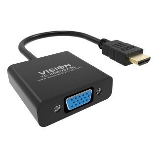 Vision TC-HDMIVGA/BL adaptador de cable de vídeo 0,23 m HDMI tipo A (Estándar) VGA (D-Sub) Negro