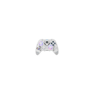 Krom NXKROMKRYSTAL mando y volante Transparente, Blanco Bluetooth/USB Palanca de mando Digital Android, Nintendo...