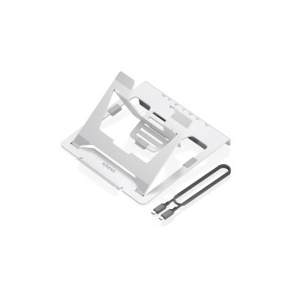 AISENS Soporte de Sobremesa Ajustable para Portatil / Tablet con USB-C Docking 7 en 1, Gris
