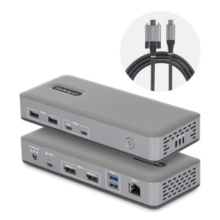 StarTech.com Docking Station USB-C de 2 Monitores DisplayPort - 4K 60Hz - Red Ethernet de 1Gbps - Dock Multipantalla -