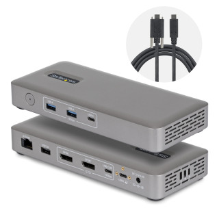 StarTech.com Docking Station USB4 USB-C Universal sin Controladores de 2 Monitores para macOS/Windows - con Carga de...