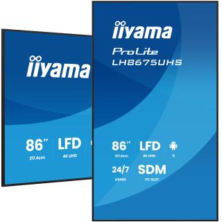 iiyama LH8675UHS-B2AG pantalla de señalización Pantalla plana para señalización digital 2,17 m (85.6") LCD Wifi 500 cd