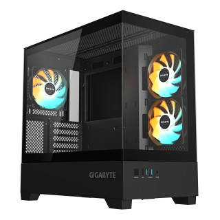 GIGABYTE C201 PANORAMIC Caja de PC – Torre Media, m-ATX, soporte para radiador de 360 mm, 3 ventiladores preinstalados,