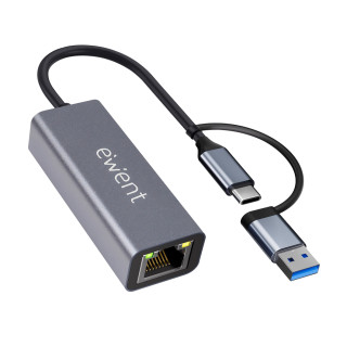 Ewent EW9819 hub de interfaz USB 3.2 Gen 1 (3.1 Gen 1) Type-A + Type-C 1000 Mbit/s Gris
