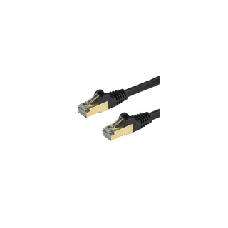 StarTech.com Cable de 0,5m de Red Ethernet RJ45 Cat6a Blindado STP - Cable sin Enganche Snagless - Negro