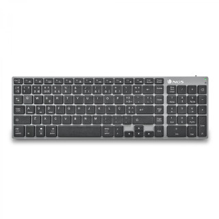 NGS FORTUNE-BT, QWERTY, PT teclado Bluetooth Portugués Negro, Plata