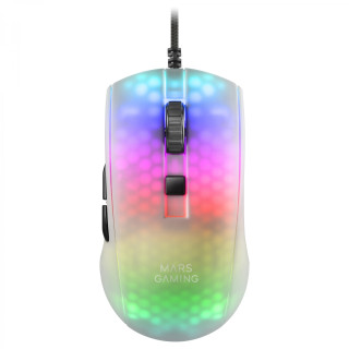 Mars Gaming MMRW Blanco, Ratón Gaming RGB Chroma Estructura Translúcida Ultra-ligera 58g 12800 DPI Switches Mecánicos...