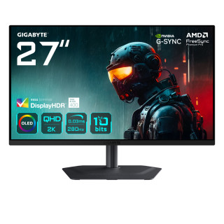 GIGABYTE MO27Q2A Monitor gaming OLED 2K QHD de 27" - 2560 x 1440, 280Hz, 0,03ms, 250 cd/m², FreeSync Premium Pro,...
