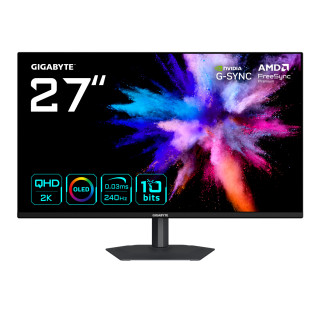GIGABYTE GO27Q24A Monitor Gaming OLED 27” 2K QHD - 2560 x 1440, 240Hz, 0.03ms, 400 cd/m², FreeSync Premium, G-Sync...