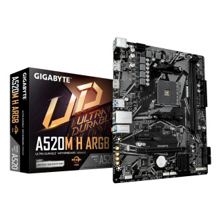 GIGABYTE A520M H ARGB Placa Base – Compatible con CPUs AMD Ryzen Serie 5000, hasta 5100 MHz DDR4 (OC), M.2 PCIe 3.0 x4,