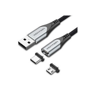 Vention CQMHD cable de teléfono móvil Gris, Negro 0,5 m USB A Micro USB Type-B/USB Type-C