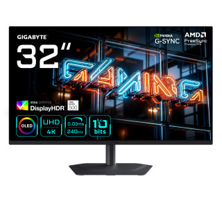 GIGABYTE MO32U24 Monitor Gaming OLED 32” 4K UHD - 3840 x 2160, 240Hz, 0.03ms, 300 cd/m², G-Sync Compatible, FreeSync...