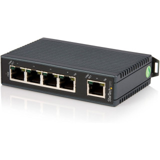 StarTech.com Switch Conmutador Industrial Ethernet de 5 Puertos RJ45 de Montaje en Carril DIN - Negro