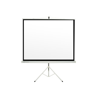Pantalla manual tripode videoproyector phoenix 80p 1.45mx1.45m posicion ajustable carcasa blanca tela super resistente