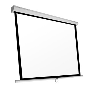 Pantalla manual videoproyector phoenix pared y techo 80p 1.4m x 1.4m posicion ajustable carcasa blanca tela super...