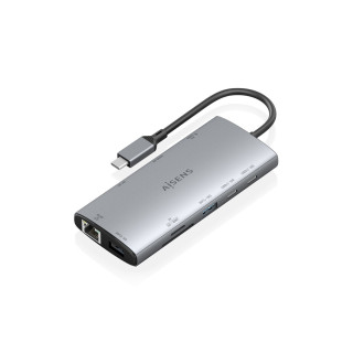 AISENS USB-C Dock 10 en 1, USB-C a 1xHDMI, 1xDisplayPort, 1xRJ45, 1xUSB-A 10G, 1xUSB-A 5G, 2xUSB-C 10G, 1xUSB-C PD100W,